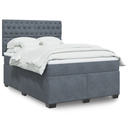 Vidaxl Box spring posteljni z vzmetnico temno siv 140x190 cm žamet