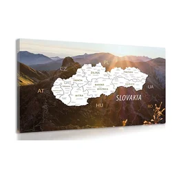 Slika zemljevid Slovaške z ozadjem gora - 90x60