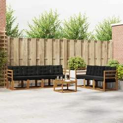 Set vanjskih sofa s jastukom 8 pcs Prirodna i crna