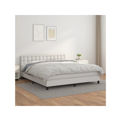 Den Box spring postelja z vzmetnico bel 160x200 cm umetno usnje