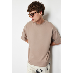 Trendyol Mink Oversize/Wide-Fit Basic 100% Cotton T-Shirt