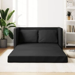 Podni kauč na razvlačenje 2-u-1 crni 112x174x55 cm umjetna koža