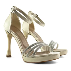 Mona shoes Ženske sandale na štiklu, Zlatne