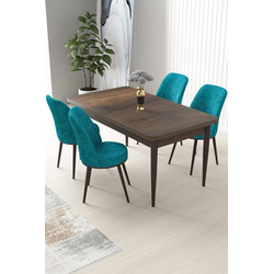 Hanah Home Set Trpezarijski sto i 4 stolice Nil, Tirkizno-braon