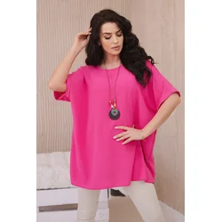 Oversized blouse with a pendant in pink color