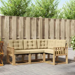 Set vanjskih sofa s jastukom 4 pcs Bijela i bež