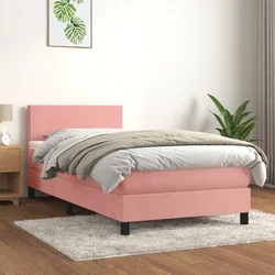 Vidaxl Box spring postelja z vzmetnico roza 80x200 cm žamet
