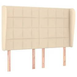 Vidaxl Vzglavje z ušesi krem 147x23x118/128 cm blago