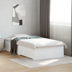 vidaXL vidaXL Posteljni okvir s predali bel 90x200 cm inženirski les, (21111280)