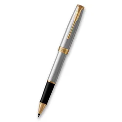 PARKER Sonnet Stainless Steel Roller ball - 1931506 Siva/Crna, Tanki vrh (Fine), Crno mastilo, 1 kom