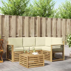 Set vanjskih sofa s jastukom 5 pcs Bijela i krem Poliester