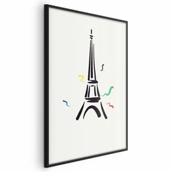 shumee Plakat - Črna ilustracija Eifflovega stolpa na svetlem ozadju