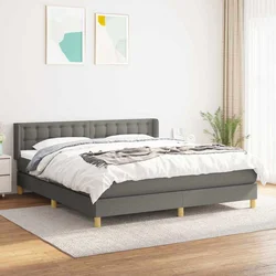 Greatstore Box spring postelja z vzmetnico temno siva 180x200 cm blago