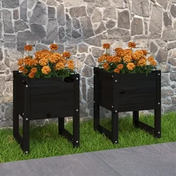 Sadilice 2 kom crne 40 x 40 x 52,5 cm od masivne borovine
