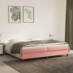 Okvir za krevet s oprugom ružičasti 200x200 cm baršunasti