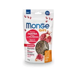 MONGE Poslastice za mačke sa ukusom pačetine i nara Meat Minis Sterilised, 50g