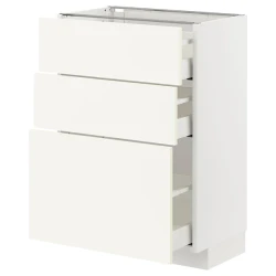 METOD / MAXIMERA Podni element s 3 fioke, bela/Vallstena bela, 60x37 cm