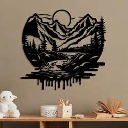 Wallity Zidna dekoracija Montain River, 51 x 54 cm, Crna