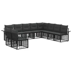Set vanjskih sofa 10 pcs Crna i tamno siva Poliester