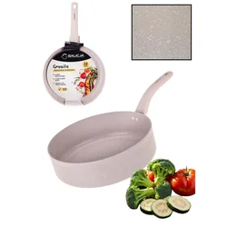 shumee Tradicionalna globoka ponev z marmornim protisprijemnim premazom GRANITA 28 cm, bež protisprijemni premaz, nedrseč ročaj
