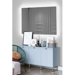 LED Stensko ogledalo z osvetlitvijo RECTANGULAR 80x60 cm bela