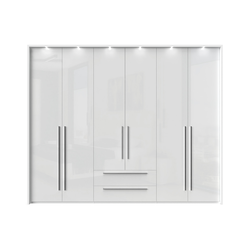 JELA Plakar P62B/PN - kolekcija Piano - Kristalno bela/Kristalno Bela HG Lak - 277x226x60 cm