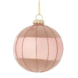 Staklena roze kugla , pliš/sjaj D.10cm Vetro 139196