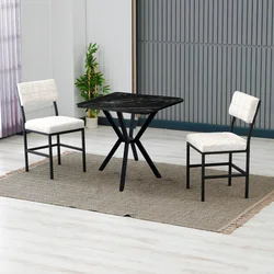 HANAH HOME Set Trpezarijski sto i 2 stolice Dubai Cream Black