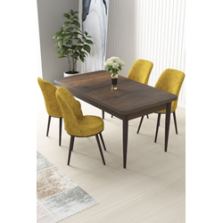 Hanah Home Set Trpezarijski sto i 4 stolice Nil, Žuto-braon