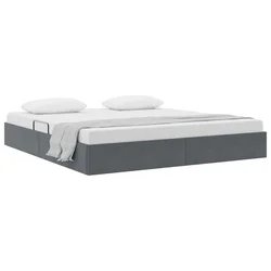 Krevet s od storage s pohranom Tamnosiva 193 x 203 cm Baršun