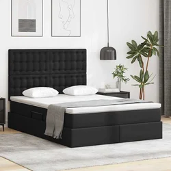 Krevet s od storage s madracem Crna 140 x 200 cm Lažna koža