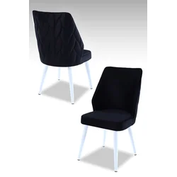 Hanah Home Set stolica Pufi, 48x90x43 cm, 4 komada, Crno-bele