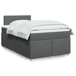 Box spring postelja z vzmetnico temno siva 120x200 cm blago