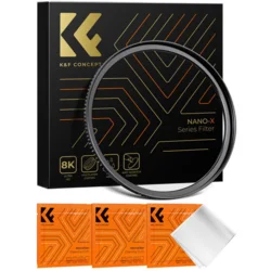 K&F 58-82mm Step Up Brass Filter Adapter Ring,matte black, Frame Thickness 2.9mm, W/ 3pcs Cleaning C