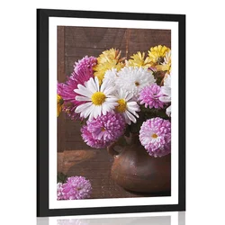 Plakat s paspartujem tihožitje z jesenskimi krizantemami - 20x30 no frame