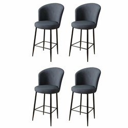 HANAH HOME Set 4 barske stolice Fora Anthracite Black