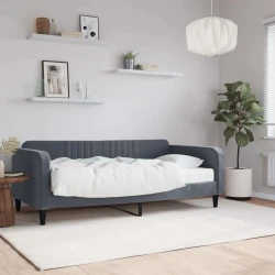 Dnevni krevet s madracem tamno sivi 90x190 cm baršun