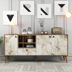 Hanah Home Komoda Napoli 180x81x35cm Beli mermer-Bež