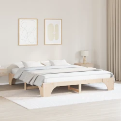 vidaXL okvir za posteljo Naraven Trden borov les 180 x 200 cm Preprost