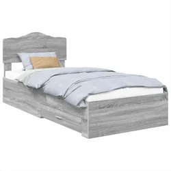 Vidaxl Konstrukcija postelje Siva Sonoma 90 x 190 cm Konstruiran les