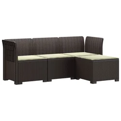Vidaxl 4-sedežna vrtna sofa z blazinami, rattan videz PP Rjava