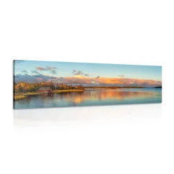 Slika sončni zahod nad jezerom - 120x40