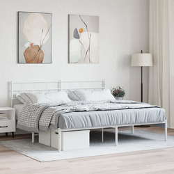 Metalni okvir za krevet s uzglavljem bijeli 180x200 cm
