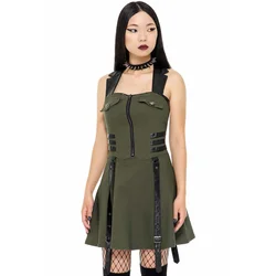 Ženska obleka KILLSTAR - Psy-Ops - KHAKI - KSRA002422