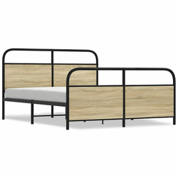Vidaxl Kovinski posteljni okvir brez vzmetnice sonoma hrast 160x200 cm
