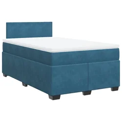 Vidaxl Box spring postelja z vzmetnico temno moder 120x190 cm žamet