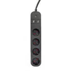 Gembird TSL-PS-S4U-01 pametni produzni kabl sa USB punjenjem, 4 uticnice, crni