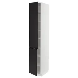METOD Visoki element s policama/2 vrata, bela/Upplöv boja antracita, mat, 40x60x220 cm