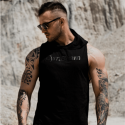 GymBeam Moška majica s kapuco Tank Top Black