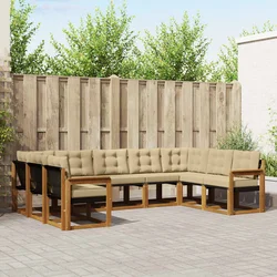 Set vanjskih sofa 9 pcs Prirodna i bež Čvrsto drvo akacije